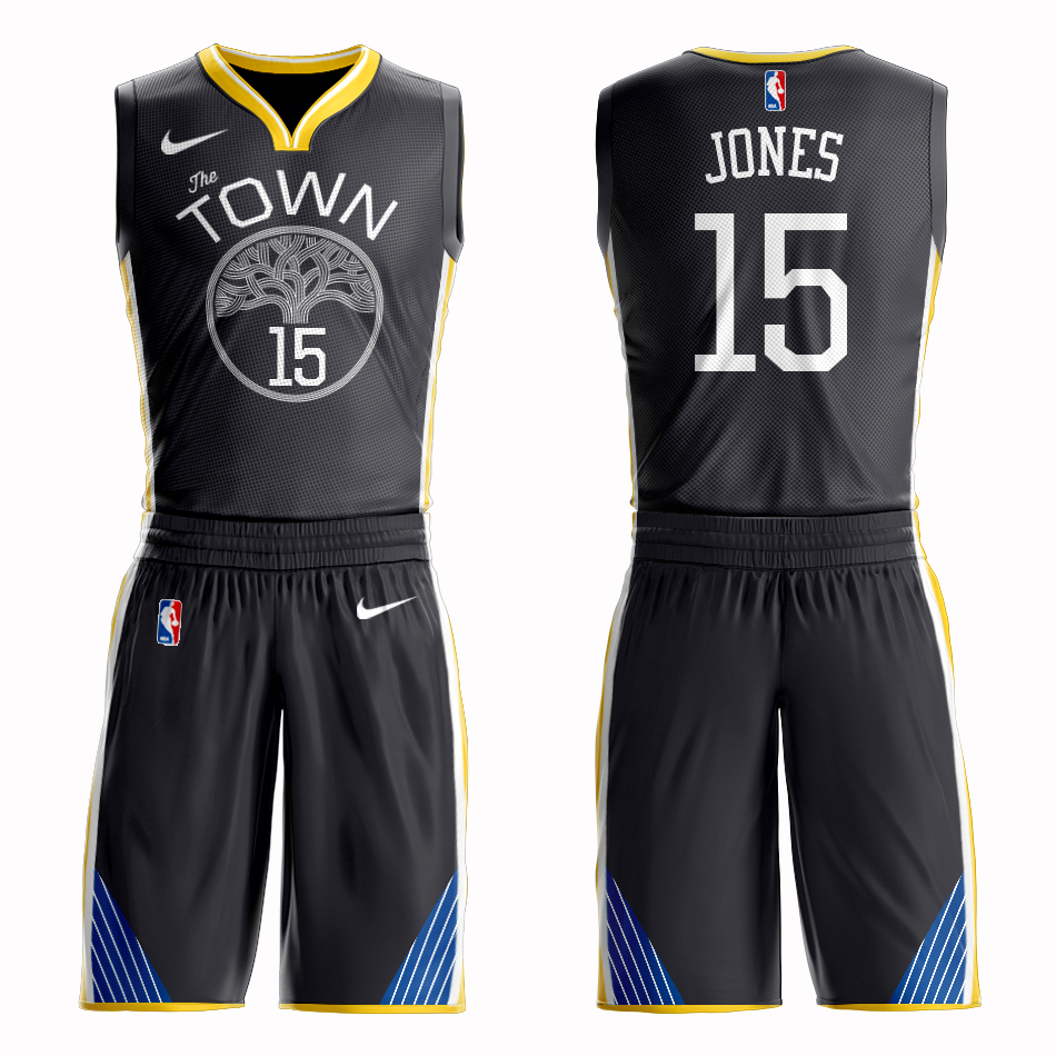 Men 2019 NBA Nike Golden State Warriors 15 Jones black Customized jersey
